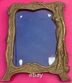 Cadre porte photo art nouveau / laiton / bronze femme fleur N°10 XL