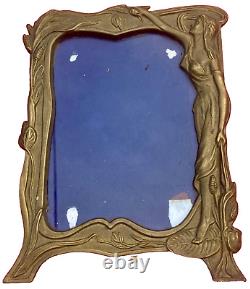 Cadre porte photo art nouveau / laiton / bronze femme fleur N°10 XL