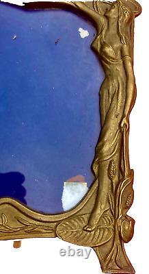Cadre porte photo art nouveau / laiton / bronze femme fleur N°10 XL