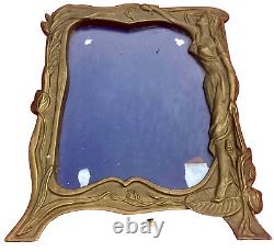 Cadre porte photo art nouveau / laiton / bronze femme fleur N°10 XL