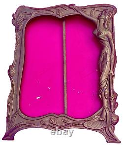 Cadre porte photo art nouveau laiton bronze femme fleur N°11 taille XL