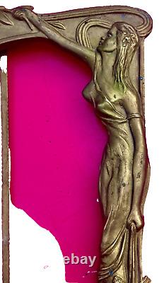 Cadre porte photo art nouveau laiton bronze femme fleur N°11 taille XL