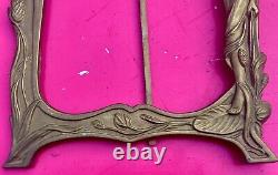 Cadre porte photo art nouveau laiton bronze femme fleur N°11 taille XL