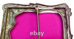 Cadre porte photo art nouveau laiton bronze femme fleur N°11 taille XL