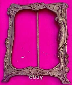 Cadre porte photo art nouveau / laiton / bronze femme fleur N°9 XXL