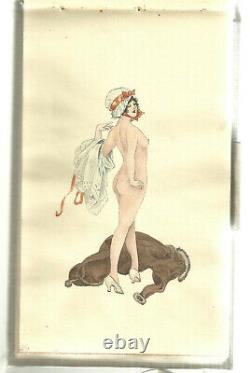 Carnet de 27 dessins plumes aquarelles années 1915 art nouveau femmes erotisme