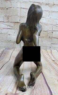 Chair Bronze Statue Sculpture Figurine Jeune Fille Femme Érotique Art Nouveau