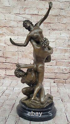 Chair Sabine Femme Bronze Sculpture Marbre Base Figurine Style Art Nouveau