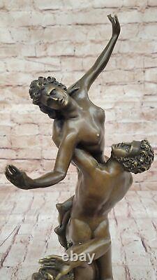 Chair Sabine Femme Bronze Sculpture Marbre Base Figurine Style Art Nouveau