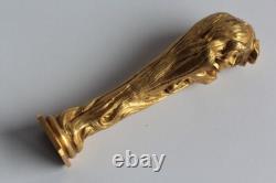 Charles KORSCHANN Sceau bronze doré Femme Art Nouveau (63200)