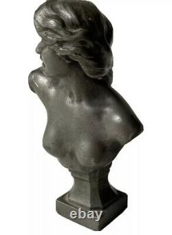 Charles Théodore PERRON (1862-1934) Buste de Femme Étain Art Nouveau Jugendstil