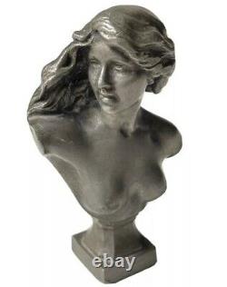 Charles Théodore PERRON (1862-1934) Buste de Femme Étain Art Nouveau Jugendstil