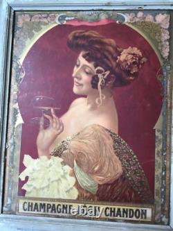 Chromo Publicité Ancien 1900 Champagne Leon Chandon Femme Art Nouveau Dlg Mucha