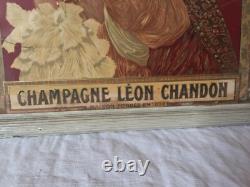 Chromo Publicité Ancien 1900 Champagne Leon Chandon Femme Art Nouveau Dlg Mucha