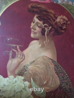 Chromo Publicité Ancien 1900 Champagne Leon Chandon Femme Art Nouveau Dlg Mucha