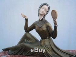 Chryséléphantine femme au lévrier statue Enrique Molins Balleste époque Art Nouv
