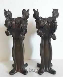 Clara PFEFFER paire de vases décor femme 1900 Art Nouveau