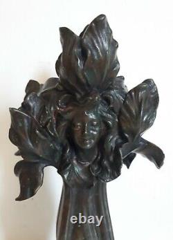 Clara PFEFFER paire de vases décor femme 1900 Art Nouveau