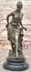 Classique Style Art Nouveau Bronze Femme Sculpture Européenne Maiden Bureau Déco