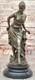 Classique Style Art Nouveau Bronze Femme Sculpture Européenne Maiden Bureau Deco
