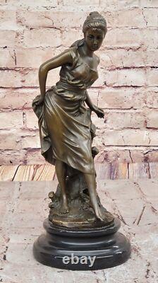 Classique Style Art Nouveau Bronze Femme Sculpture Européenne Maiden Bureau Deco