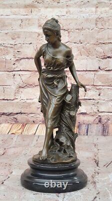 Classique Style Art Nouveau Bronze Femme Sculpture Européenne Maiden Bureau Deco