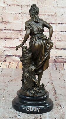 Classique Style Art Nouveau Bronze Femme Sculpture Européenne Maiden Bureau Deco