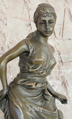 Classique Style Art Nouveau Bronze Femme Sculpture Européenne Maiden Bureau Déco