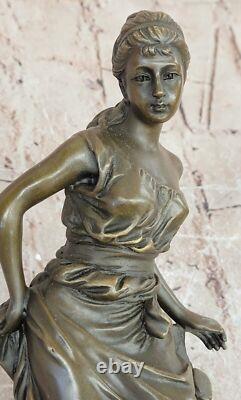 Classique Style Art Nouveau Bronze Femme Sculpture Européenne Maiden Bureau Deco