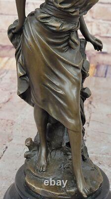 Classique Style Art Nouveau Bronze Femme Sculpture Européenne Maiden Bureau Deco