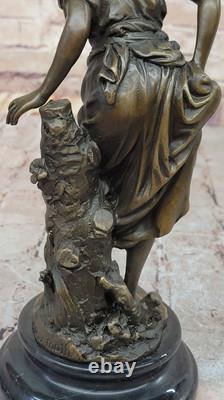 Classique Style Art Nouveau Bronze Femme Sculpture Européenne Maiden Bureau Déco