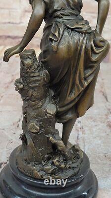 Classique Style Art Nouveau Bronze Femme Sculpture Européenne Maiden Bureau Deco