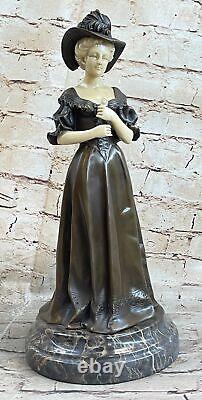 Collection Bronze Statue Affaire Femme Buste Patine Art Nouveau Victorien Figure