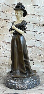 Collection Bronze Statue Affaire Femme Buste Patine Art Nouveau Victorien Figure