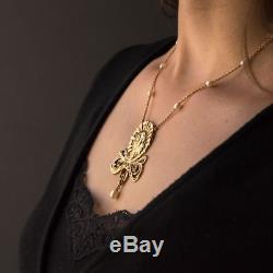 Collier Art nouveau motif femme Perles Or jaune 18K Art nouveau Necklace