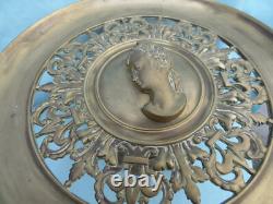 Coupe ancienne centre de table Bronze XIXe effigie tete de femme art nouveau
