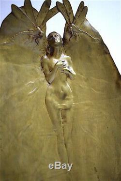 Coupe vide poche art nouveau bronze femme nue aux libellules jugendstil 1900