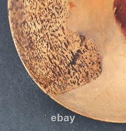Coupelle Ancienne Bois Tableau Art Nouveau Portrait Femme Rousse Bandeau 1900