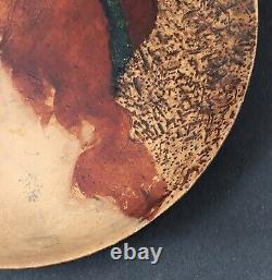 Coupelle Ancienne Bois Tableau Art Nouveau Portrait Femme Rousse Bandeau 1900
