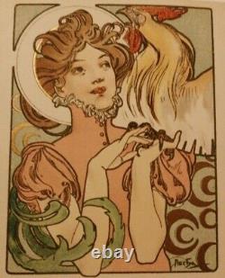 Cpa Mucha A. Illustrateur Femme au coq 1900 art nouveau dos non divisé originale