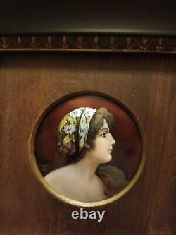 DENANOT bel émail De Limoges Portrait De Jeunne Femme Miniature art nouveau ppp