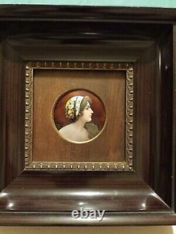 DENANOT bel émail De Limoges Portrait De Jeunne Femme Miniature art nouveau ppp