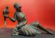 D'après Chiparus Sujet En Bronze La Femme Au Perroquet époque Art Nouveau