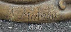 De Collection Style Art Nouveau Bronze Statue Élégant Femme Tenant Oiseau Mantle