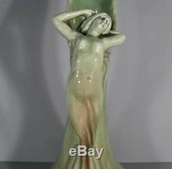 Delphin Massier Ancienne Grande Aiguière Céramique Art Nouveau Anse Femme Nue