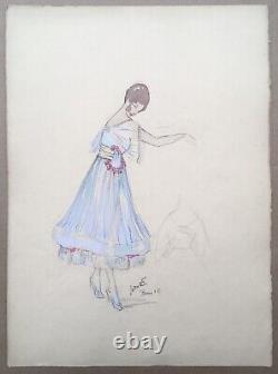 Dessin Original Art Nouveau Croquis Mode Femme Georges Amigues dit Japhet 1910s