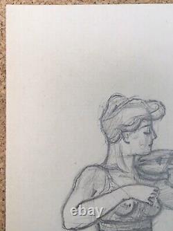 Dessin Original Portrait Femme Musicienne Violon Angelot G. Lesage Art Nouveau