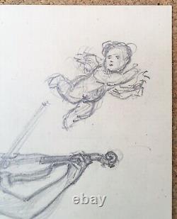 Dessin Original Portrait Femme Musicienne Violon Angelot G. Lesage Art Nouveau
