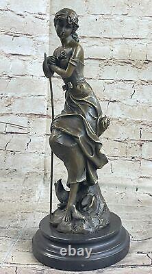Dreaming Par Auguste Moreau Art Déco Nouveau Classic Élégant Femme Bronze Statue