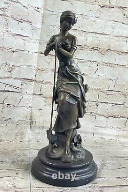 Dreaming Par Auguste Moreau Art Déco Nouveau Classic Élégant Femme Bronze Statue